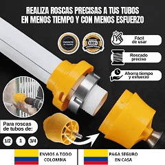 Roscadora PRO™ Roscas perfectas con tu taladro- Kit para 1/2"-3/4"-1"