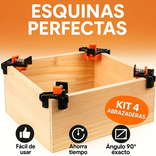 FijaEsquina Pro- 4 abrazaderas para esquinas perfectas en segundos