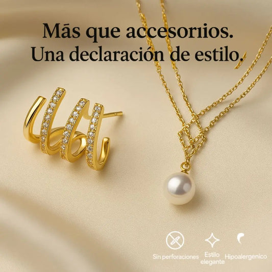 COMBO LUXELOOP®  Aretes Multi-Estilo + Collar a Juego