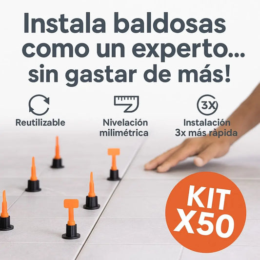 BaldosaXpert® Kit X50 Niveladores premium reutilizables