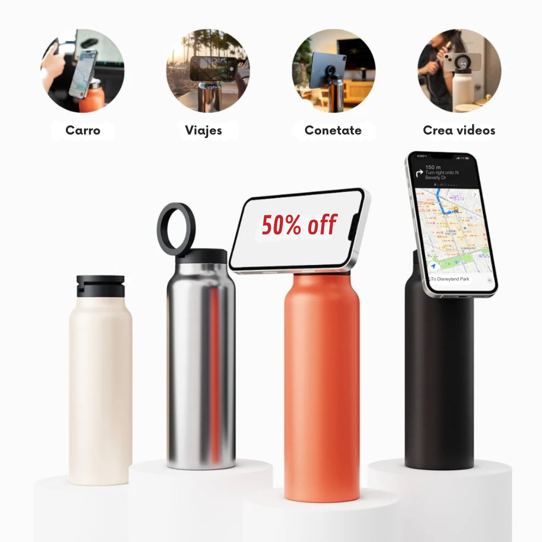 🔹 HydroHold® – La Botella Inteligente que Mantiene Tus Bebidas Frías y Tu Teléfono Seguro