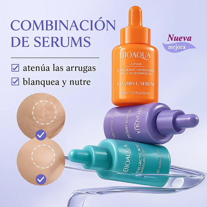 BIOAQUA® KIT 3 SERUM- Suero Vitamina C + Suero Retinol + Suero Ácido Hialurónico