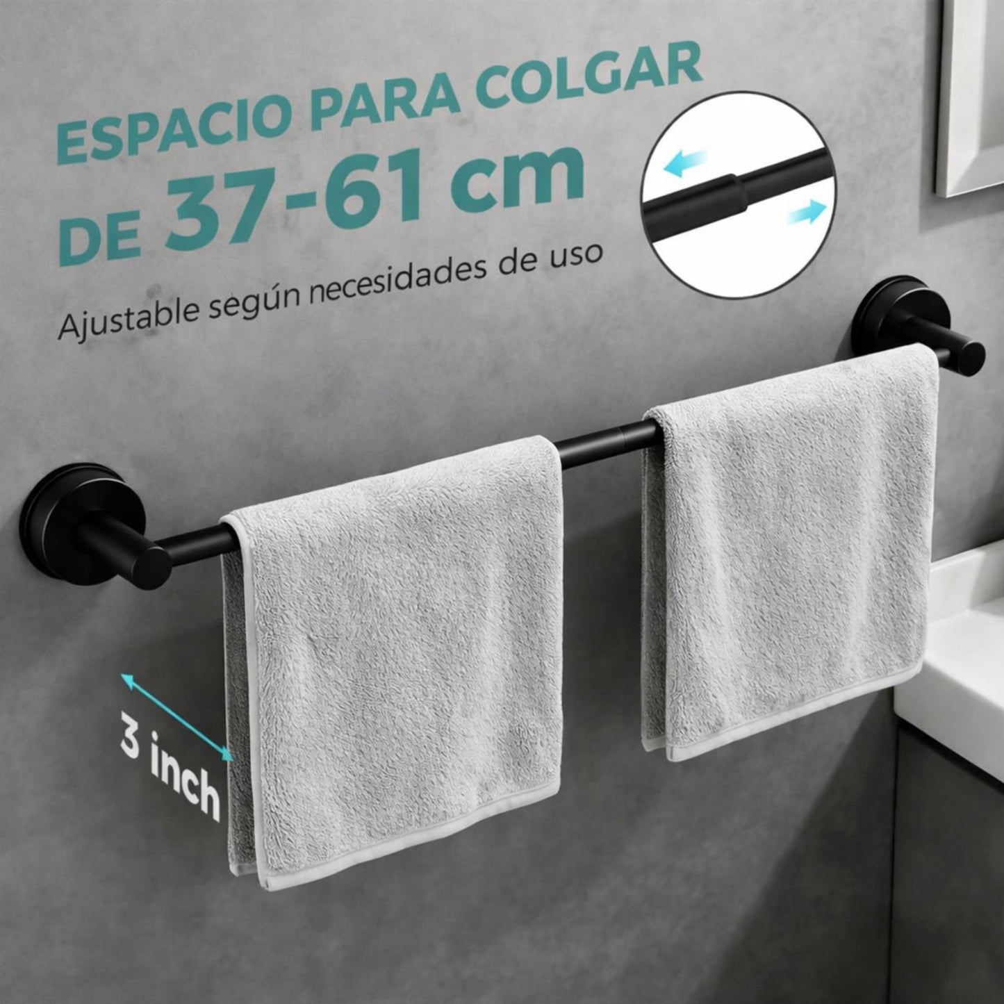 FixTowel Pro™ Toallero Extensible Con ventosa