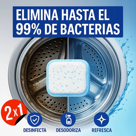 FreshWash Pro-  ¡Llévate 2 cajas (24 pastillas) al precio de 1! Tu lavadora limpia por 2 años.