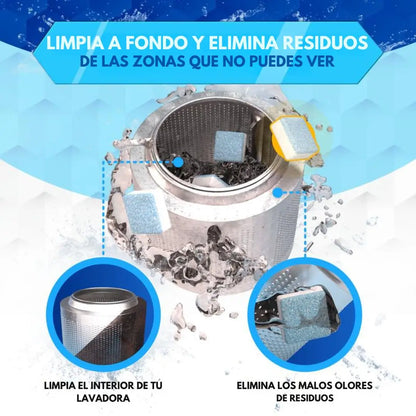 FreshWash Pro-  ¡Llévate 2 cajas (24 pastillas) al precio de 1! Tu lavadora limpia por 2 años.