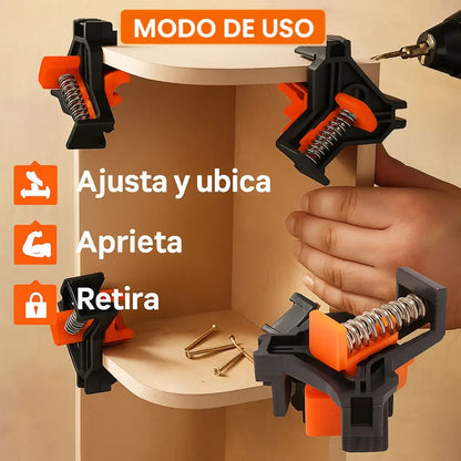 FijaEsquina Pro- 4 abrazaderas para esquinas perfectas en segundos