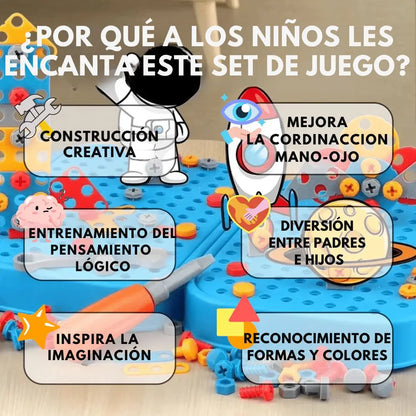 Constructor Kids® Juego Educativo 3D Más de 250 piezas 🧩 + taladro eléctrico seguro 🔋